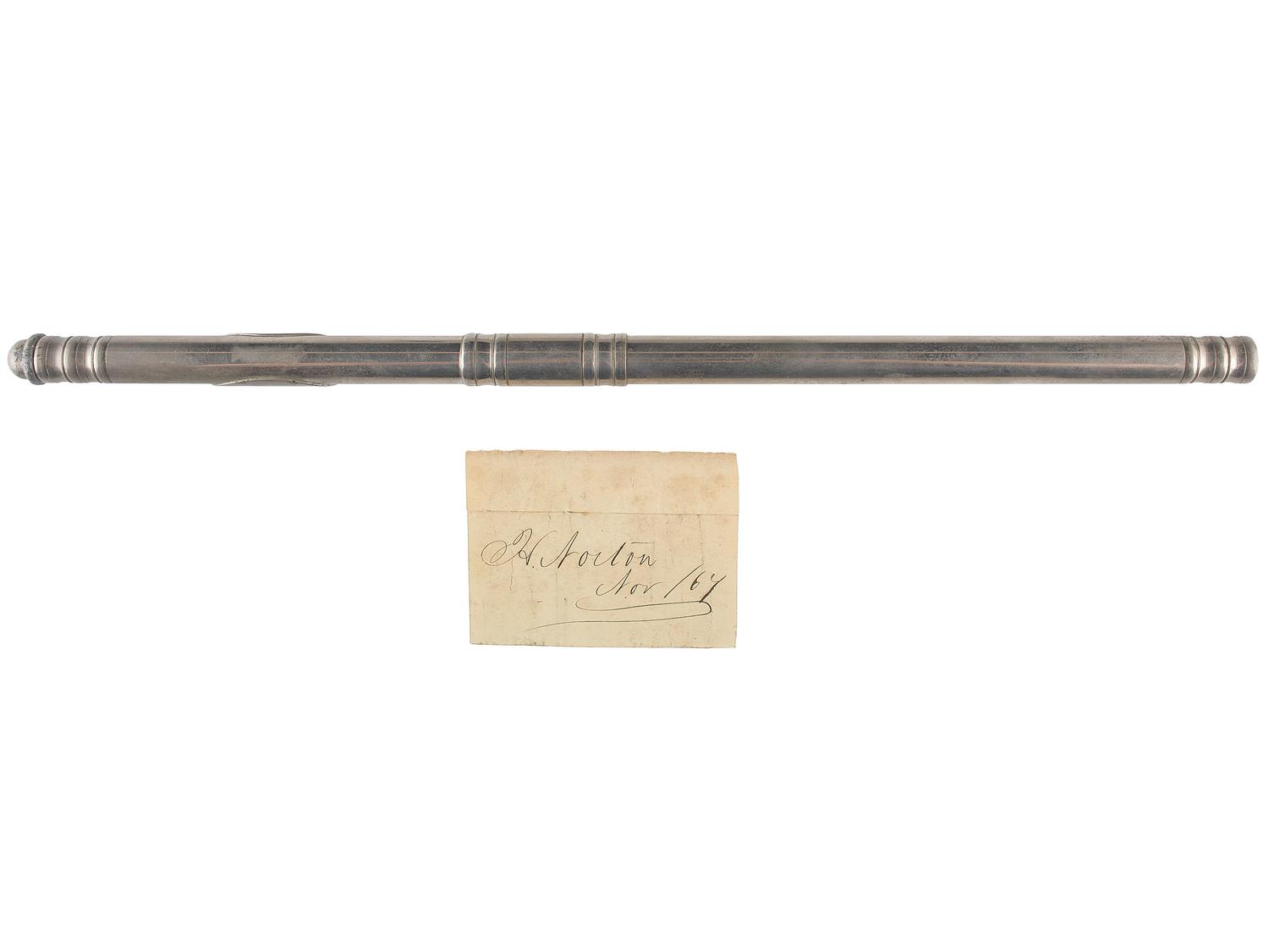 [CIVIL WAR]. German silver fife with ID tag dated 1864.