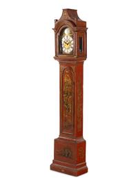 An English Red Japanned Tall Case Clock