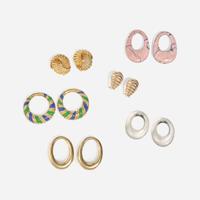 Two Pairs of Yellow Gold Ear Clips with Interchangeable Accessories