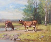 Albion Bicknell, (American, 1837-1915), Cows in a Landscape