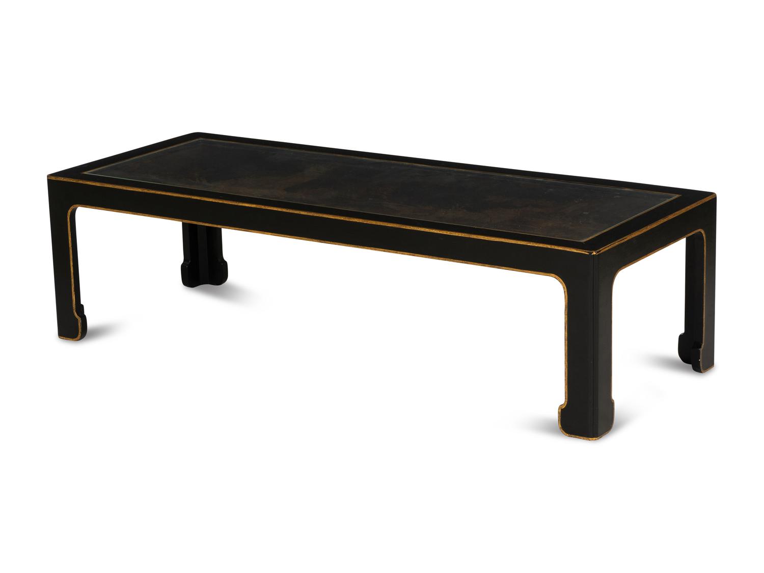 An Ebonized and Parcel Gilt Japonesque Cocktail Table