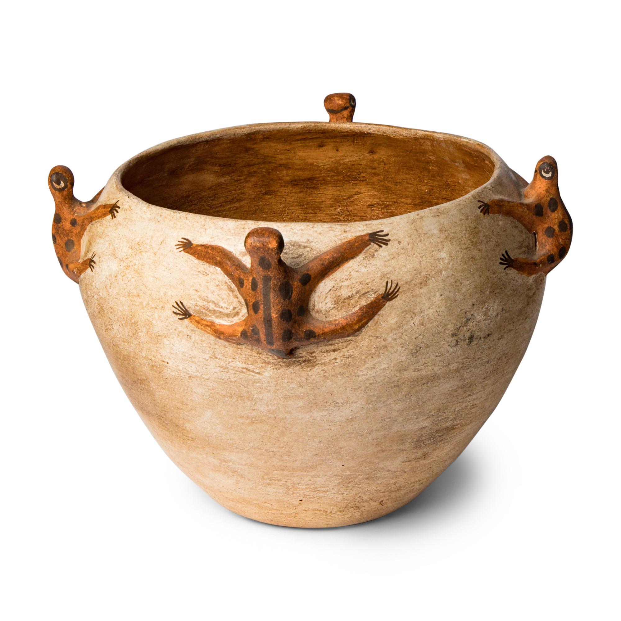 Zuni Pottery Jar, with Appliquéd Frogs