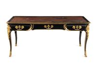 A Louis XV Style Gilt Bronze Mounted Ebonized Bureau Plat