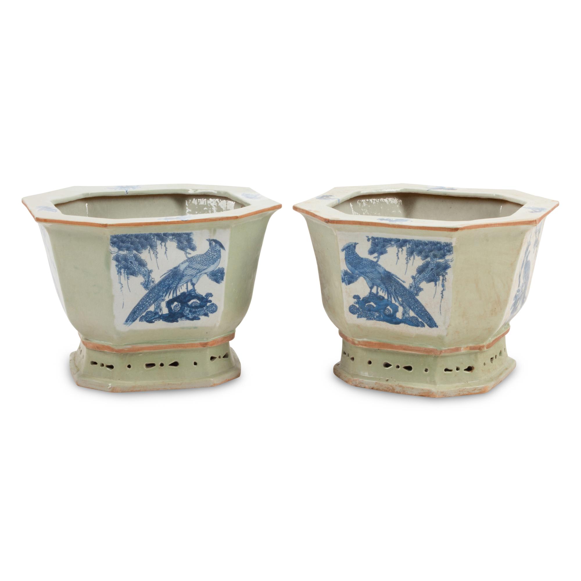A Pair of Chinese Porcelain Jardinières