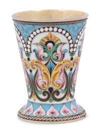 A Russian Shaded Enamel Silver Beaker