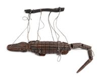A Group of Seven Carved and Painted Wood Animalier Puppets