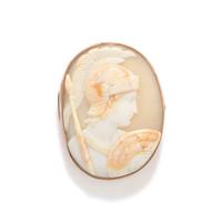 A Neoclassical Carnelian Cameo Booch with the God Ares