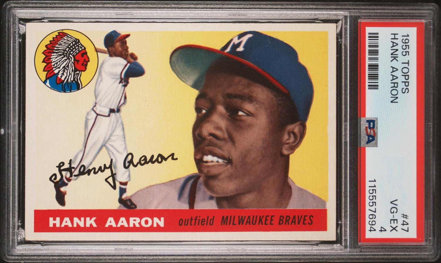 A 1955 Topps Hank Aaron Baseball Card No. 47 (PSA 4 VG-EX) from The Collection of David Eisenhower