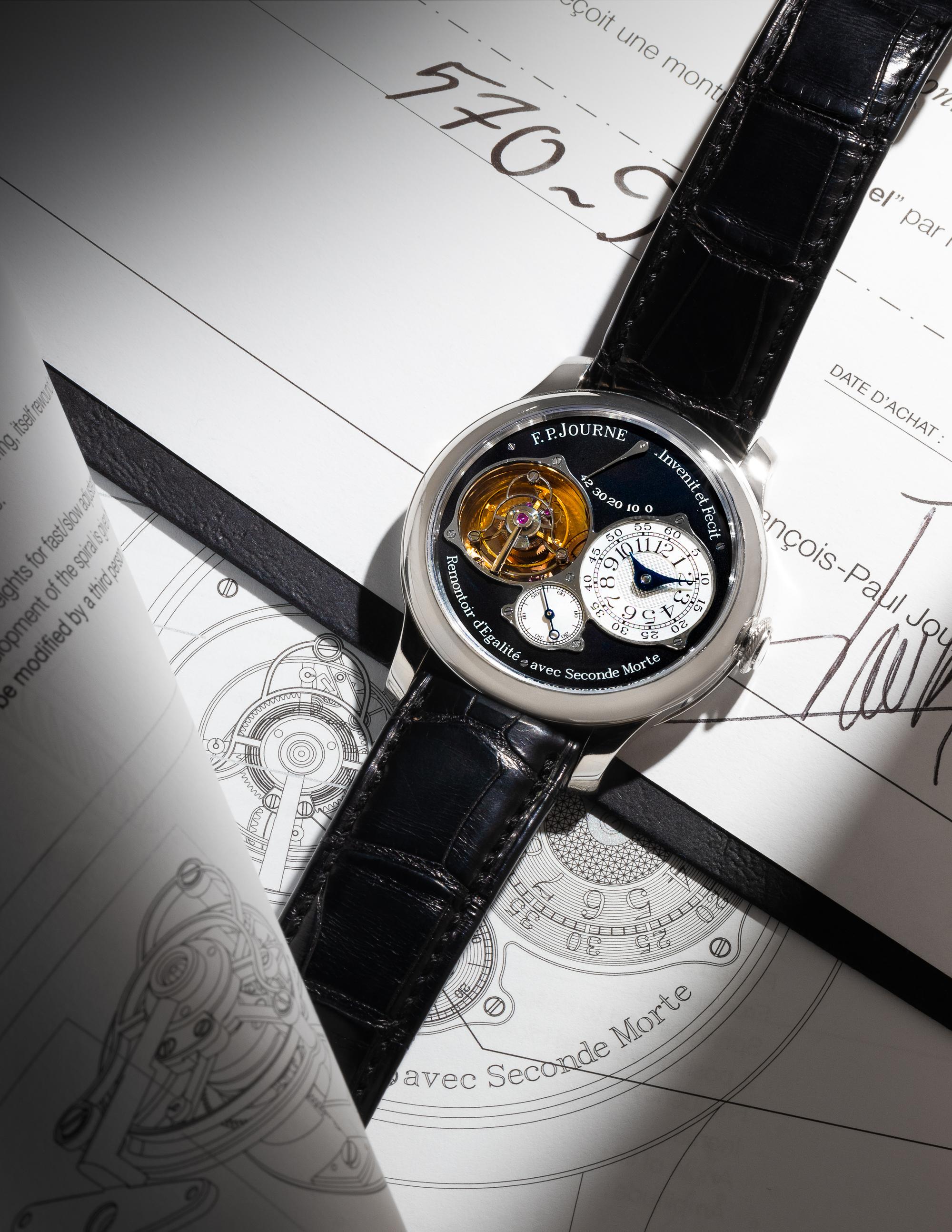 A RARE AND IMPORTANT F.P. JOURNE, PLATINUM 'TOURBILLON SOUVERAIN BLACK LABEL' WATCH