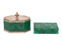 Two Malachite Veneered Table Caskets