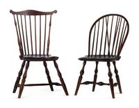 Two Windsor Side Chairs and a Gothic Revival Armchair