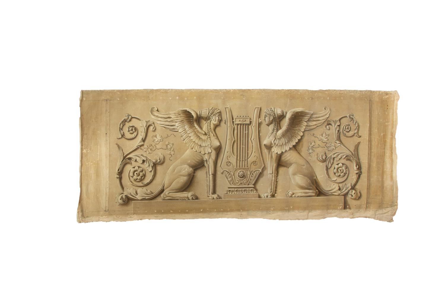 Three Neoclassical Painted Canvas Panels