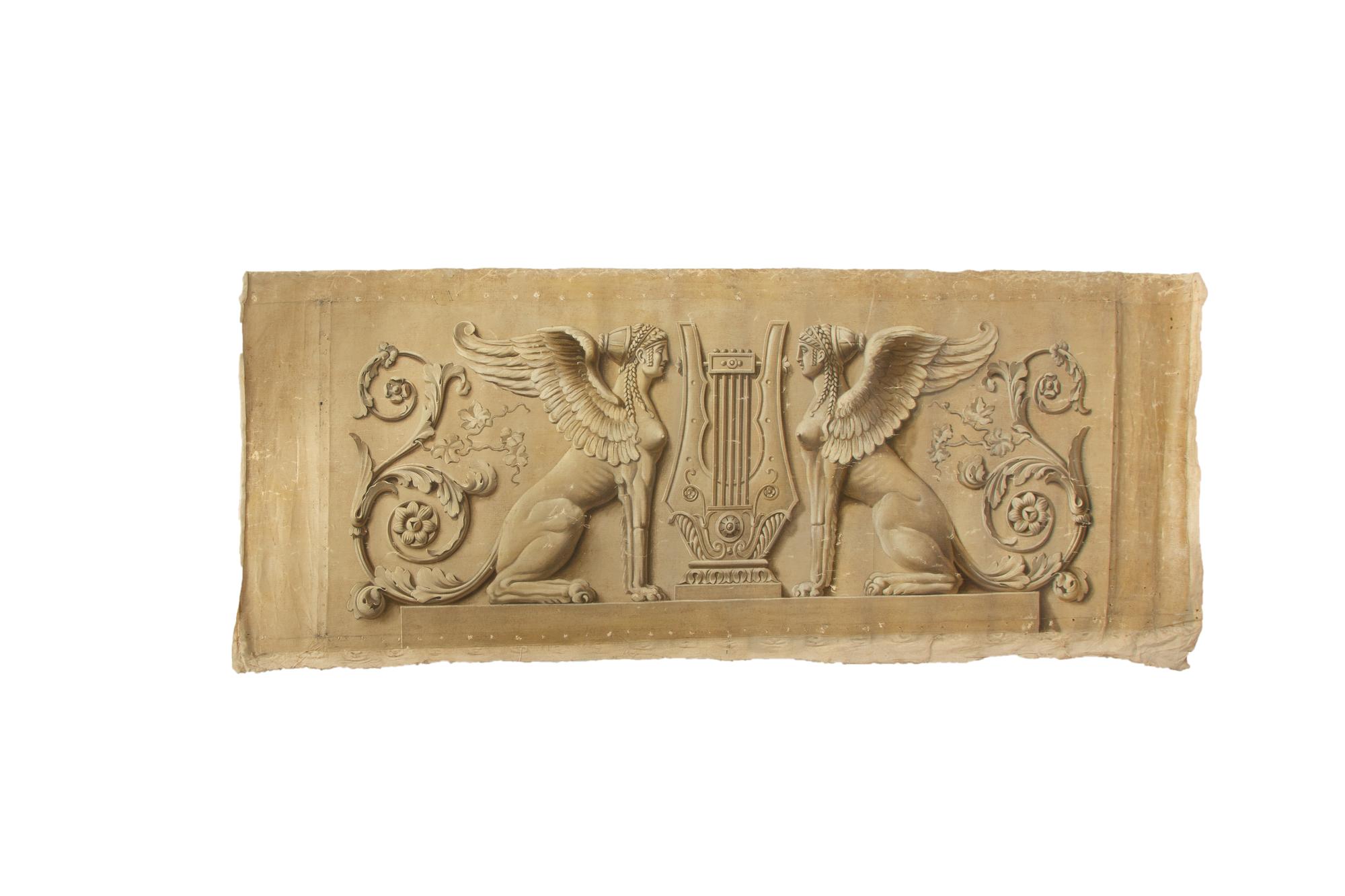 Three Neoclassical Painted Canvas Panels