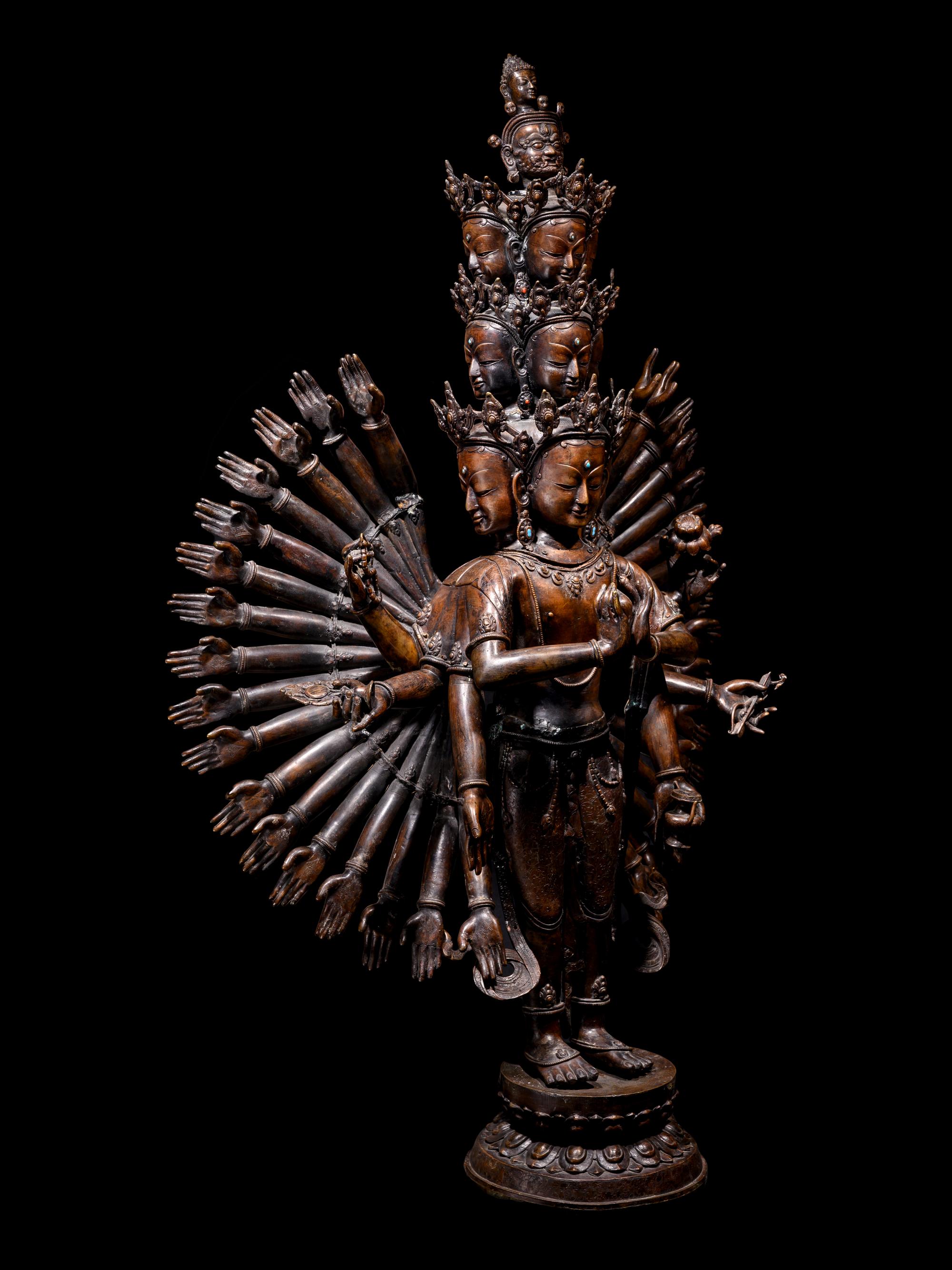 A Large Sino-Tibetan Bronze Figure of Multi-Hand Avalokitesvara