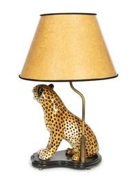 An Italian Glazed Composite Model of a Leopard Mounted as a Lamp