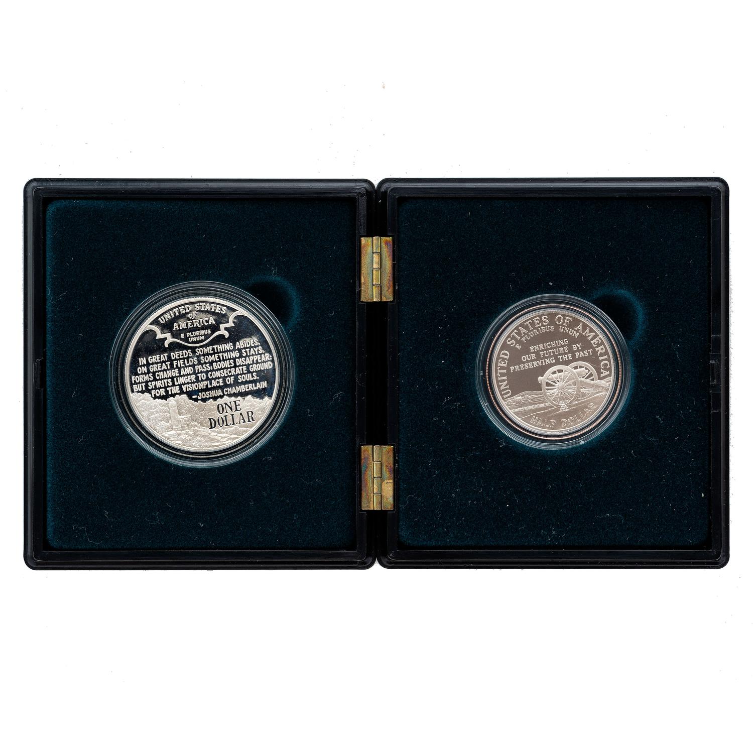 [EXONUMIA]. Civil War Battlefield Commemorative two-coin proof set. US Mint, 1995.