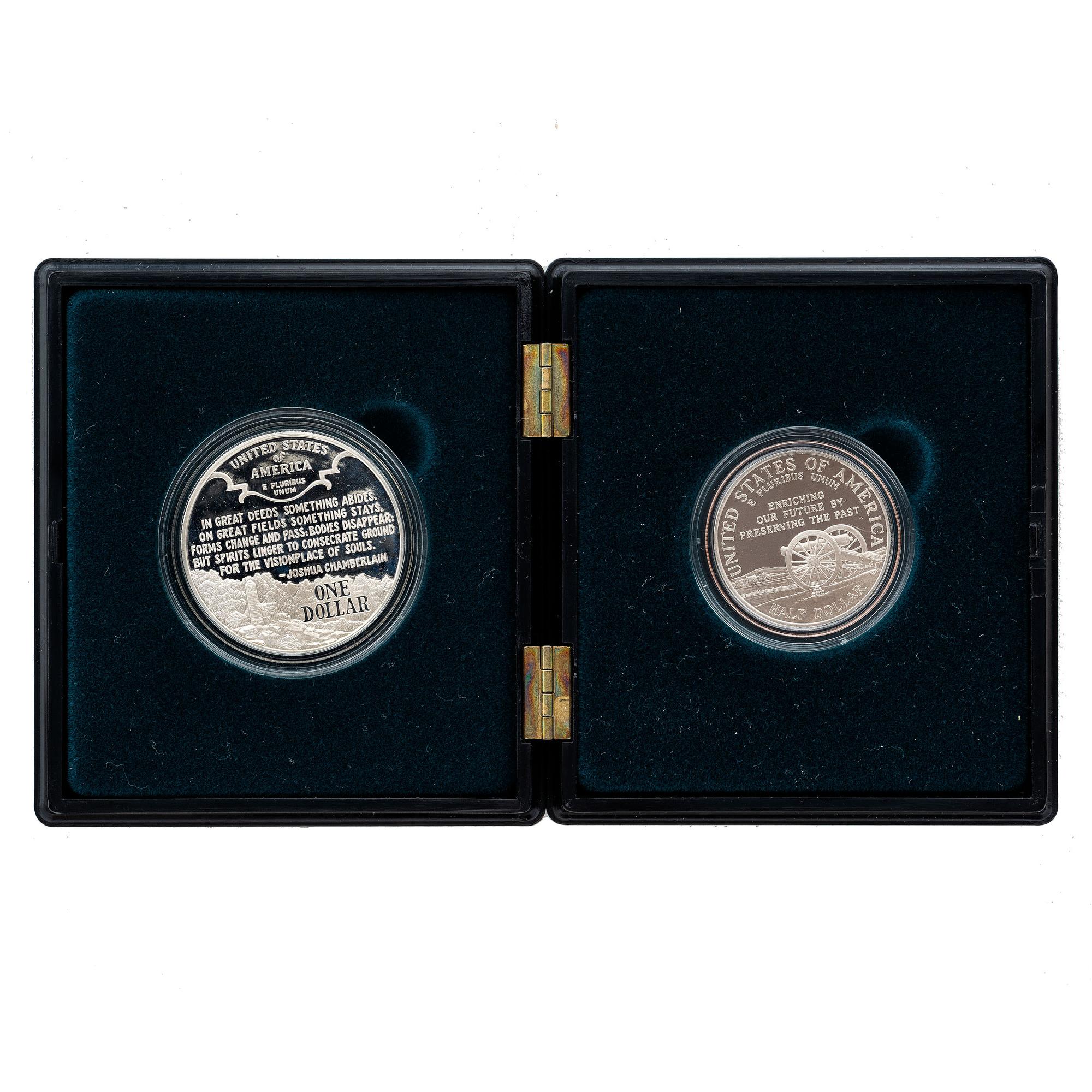 [EXONUMIA]. Civil War Battlefield Commemorative two-coin proof set. US Mint, 1995.