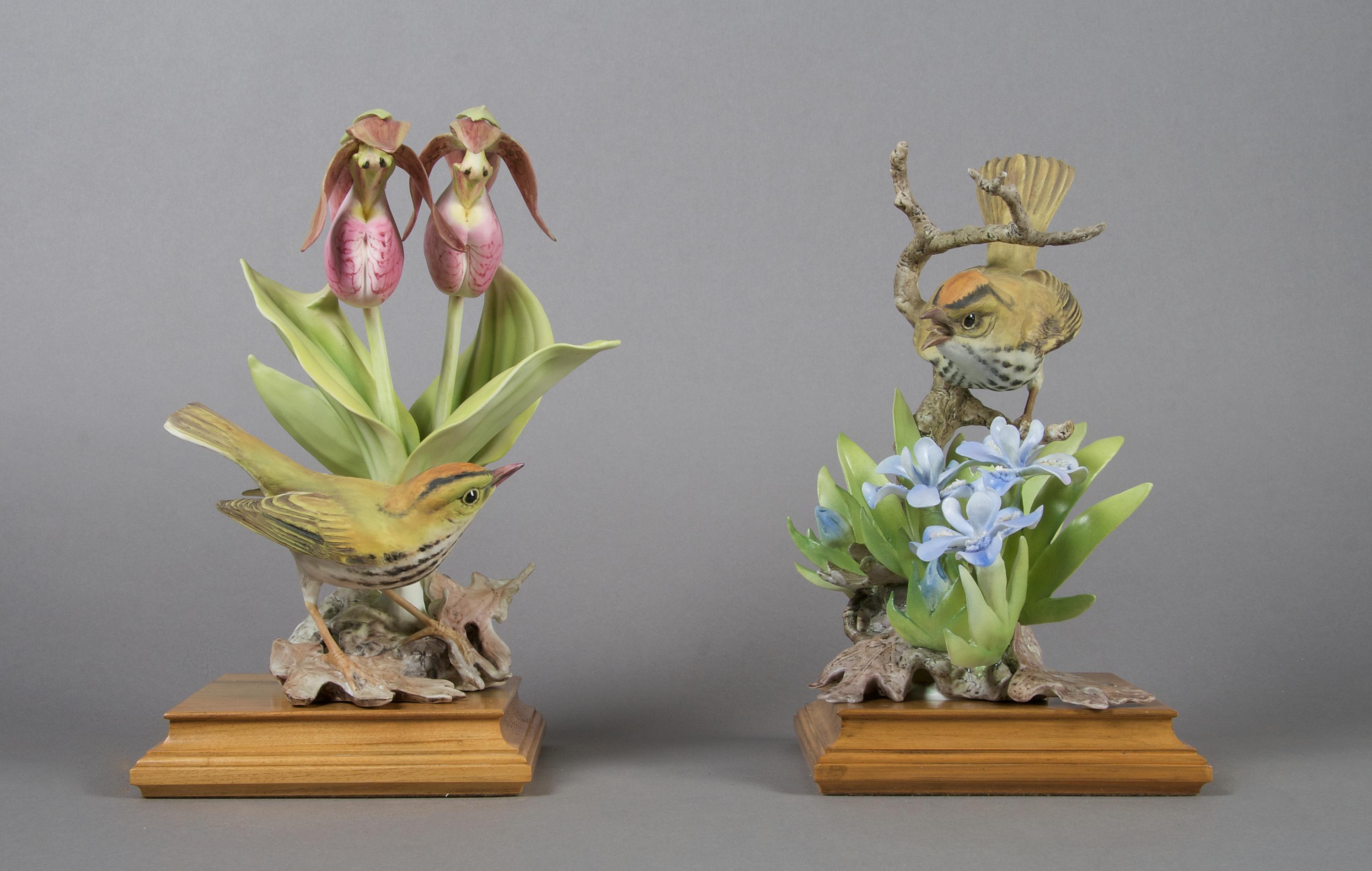A Pair of Royal Worcester Dorothy Doughty Birds, Oven Bird, Height 10 inches.