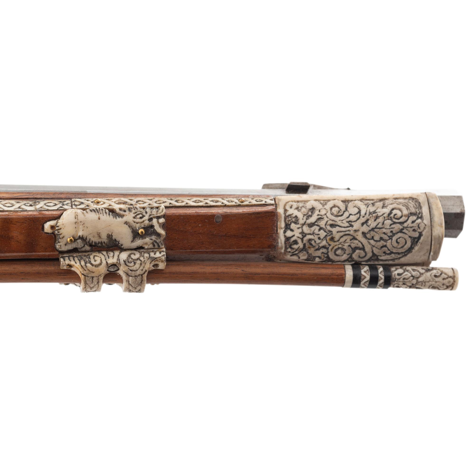 Contemporary Snaphance Rifle with Heavily Decorated Inlays by John B. Derrick (American, b.1936)