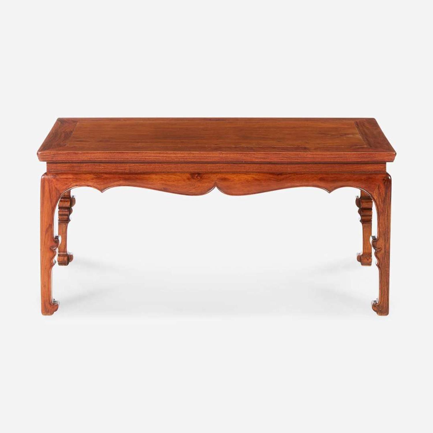 A Chinese Ming dynasty style carved hardwood low table 明式硬木矮方桌,