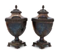 A Pair of George III Silver Covered Urns