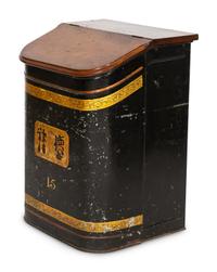 A Large Chinese Export Painted Tole Tea Bin