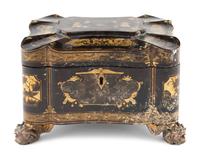 A Chinese Export Lacquer Tea Caddy