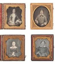 [EARLY PHOTOGRAPHY]. 25 sixth plate daguerreotypes of young women, some posed with books and other objects.
