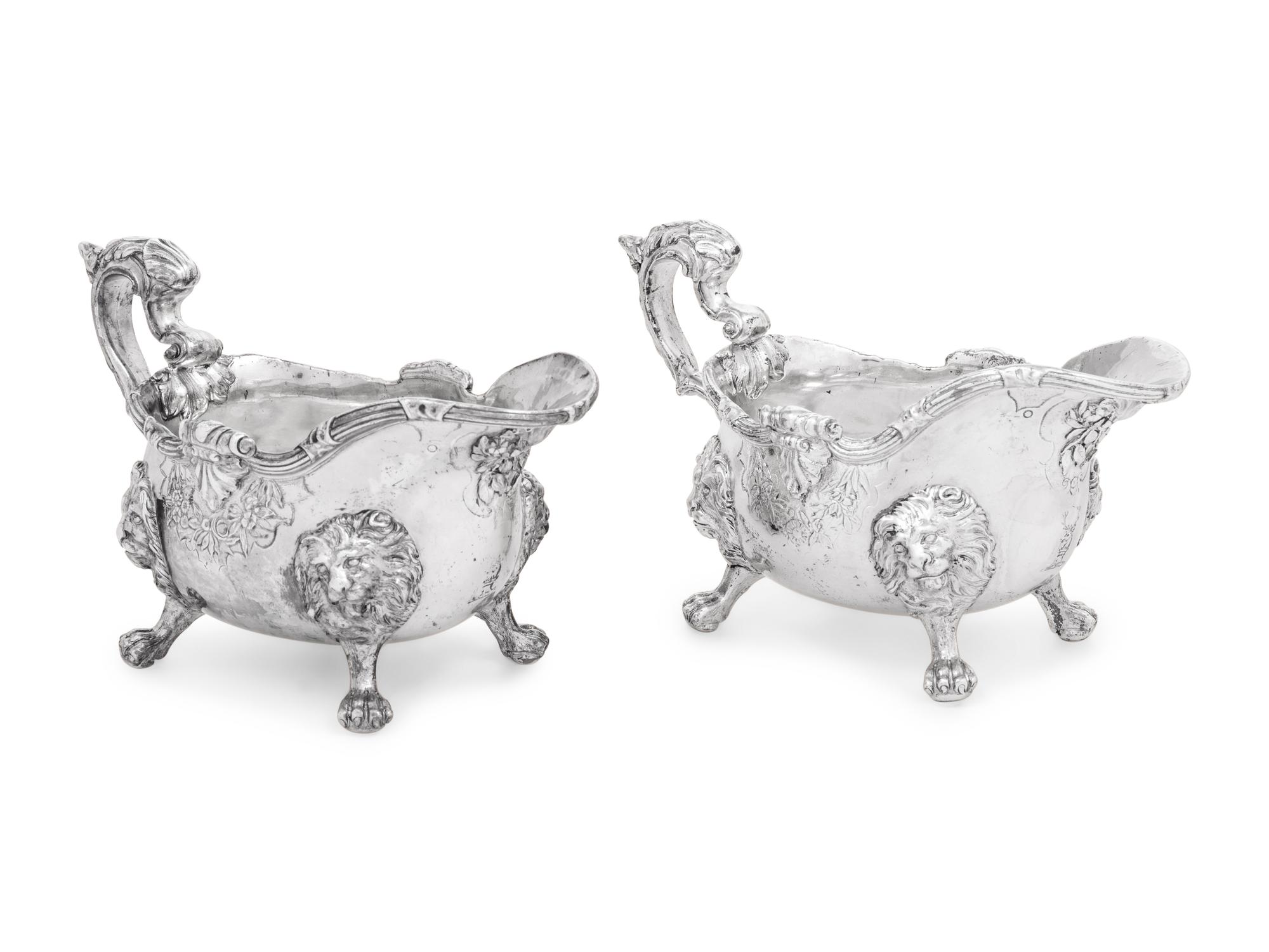 A Pair of Paul de Lamerie George I/II Silver Sauce Boats