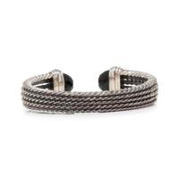 DAVID YURMAN, STERLING SILVER, DIAMOND AND ONYX CUFF BRACELET