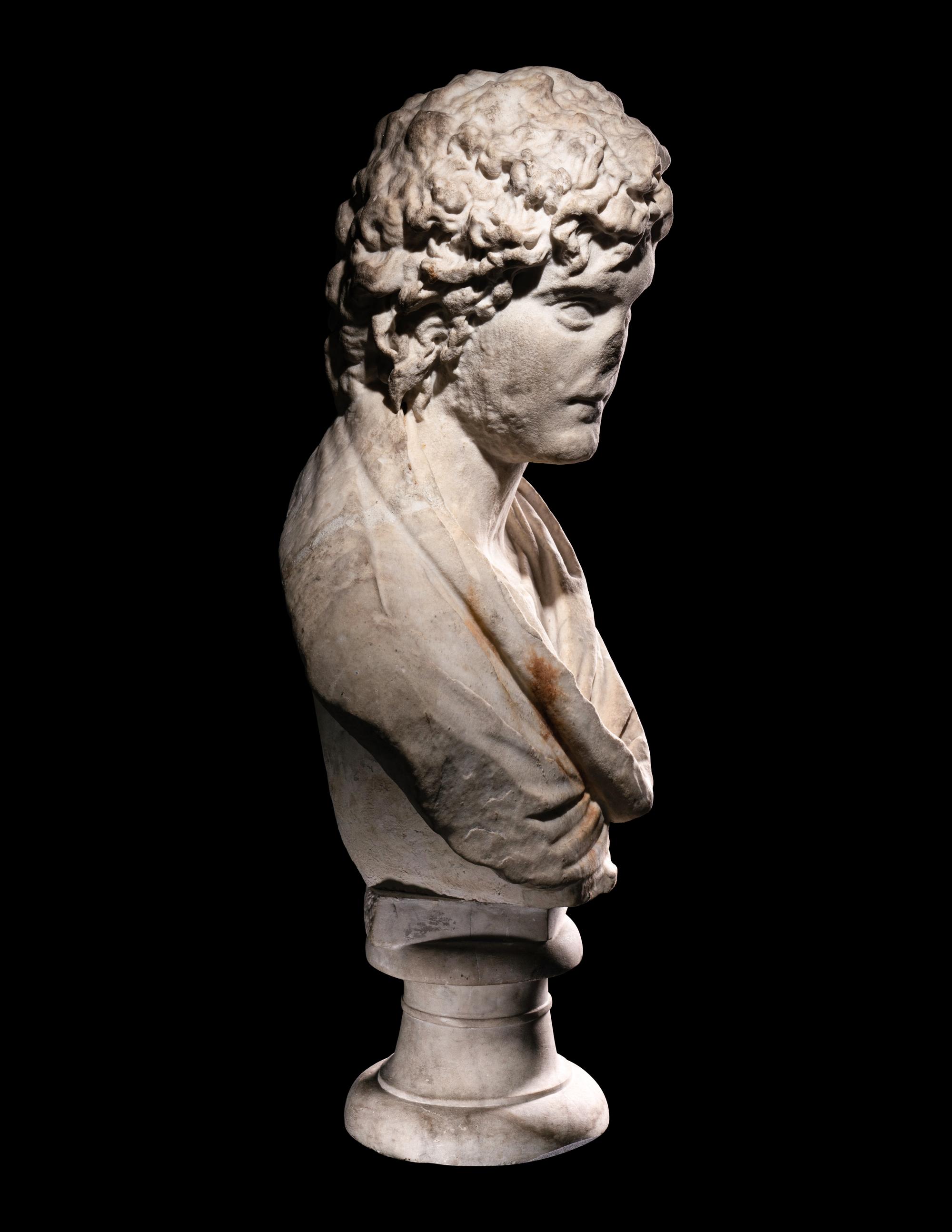 An Over-Lifesized Roman Marble Portrait Bust of a Youth