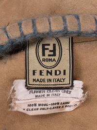 Fendi Suede Hooded Coat Lined in Blue Shearling, c. 1993