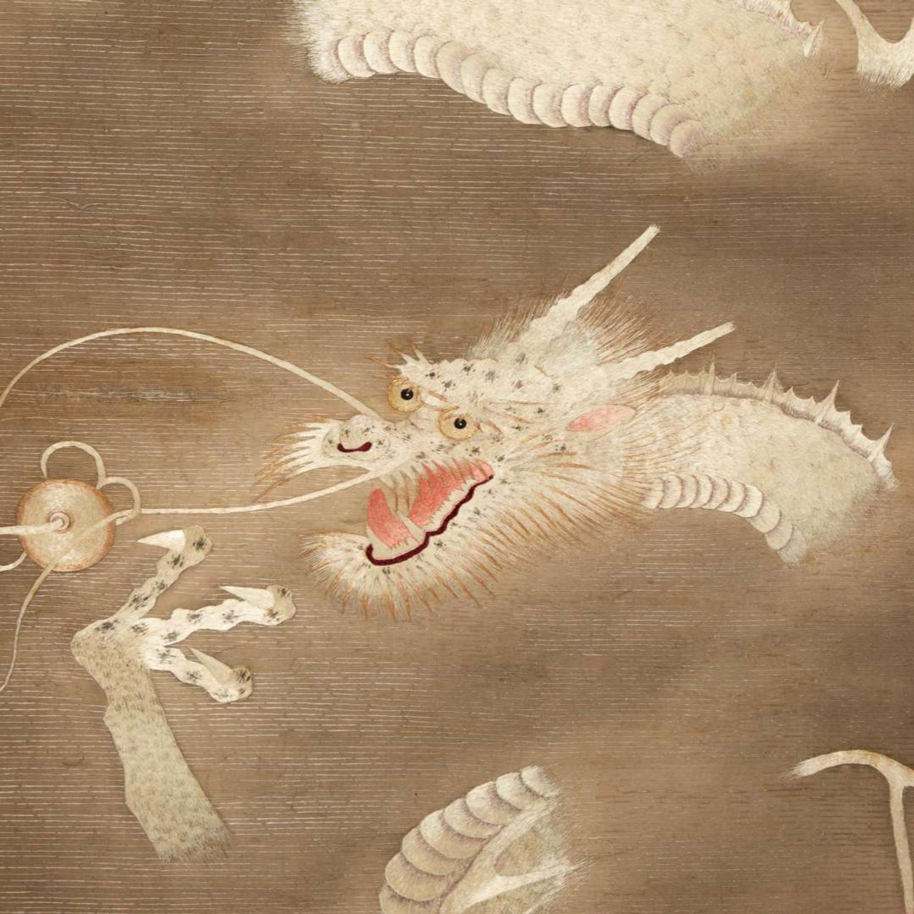 A Japanese or Korean needlework "Dragon" scroll 日本或韩国龙纹刺绣 19th/early 20th century ????????