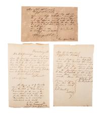 [CIVIL WAR]. Three manuscripts related to an enslaved man named "Bob" who died working on Confederate fortifications on James Island. 1863.