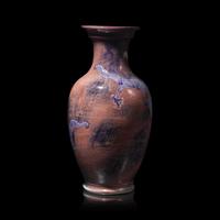 An Unusual and Large Carved Underglaze Blue and Copper Red "Dragons" Vase — 青花釉裡紅龍紋大瓶