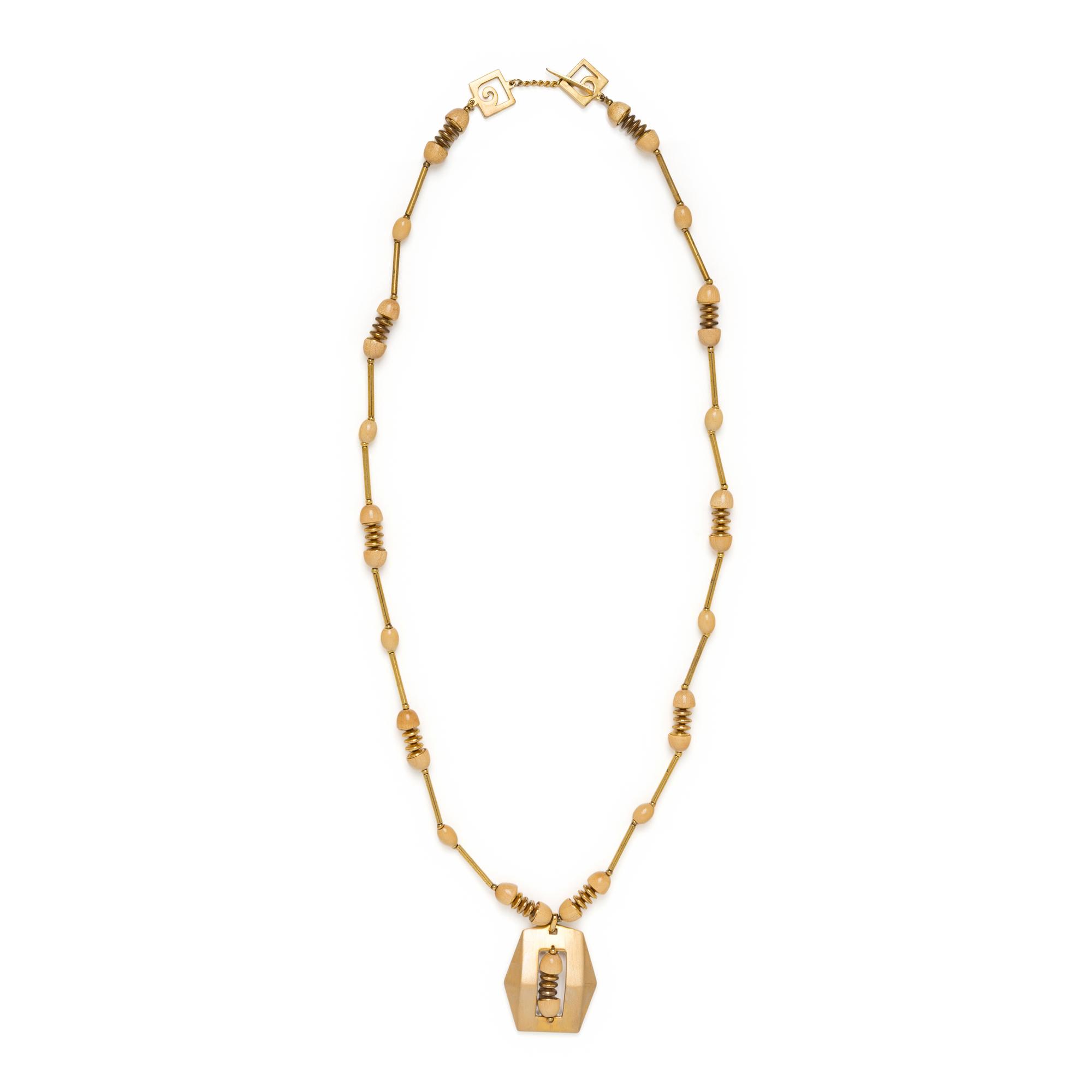 Pierre Cardin, Wood & Metal Necklace