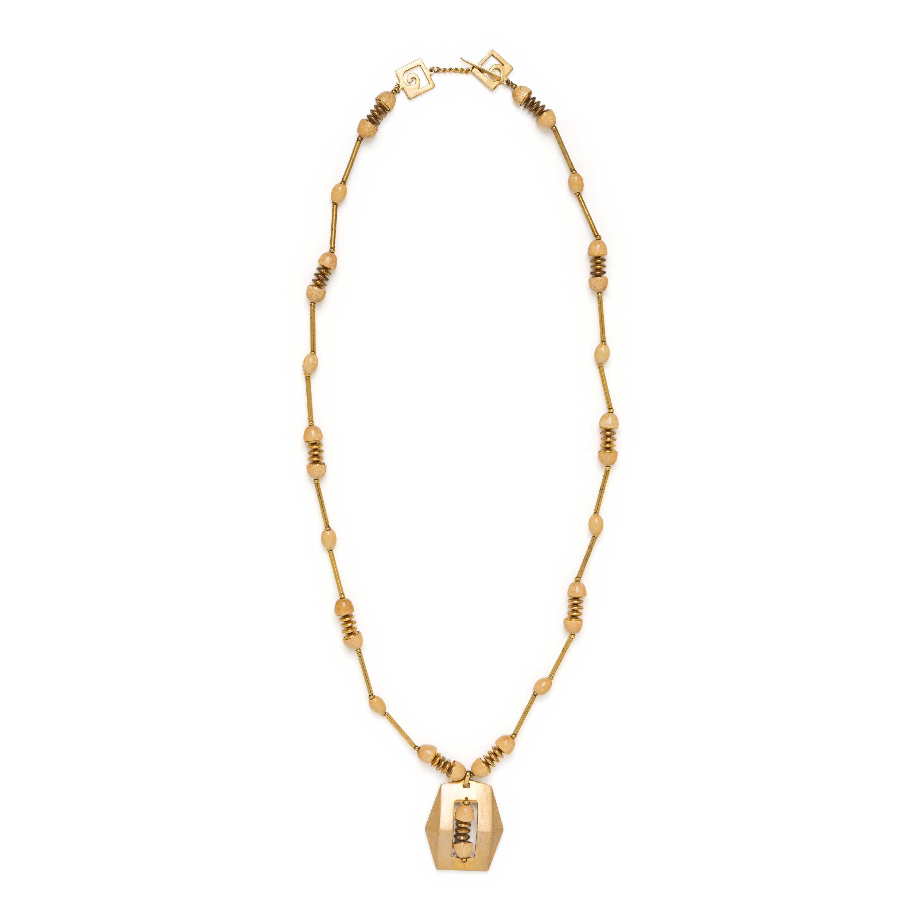 Pierre Cardin, Wood & Metal Necklace