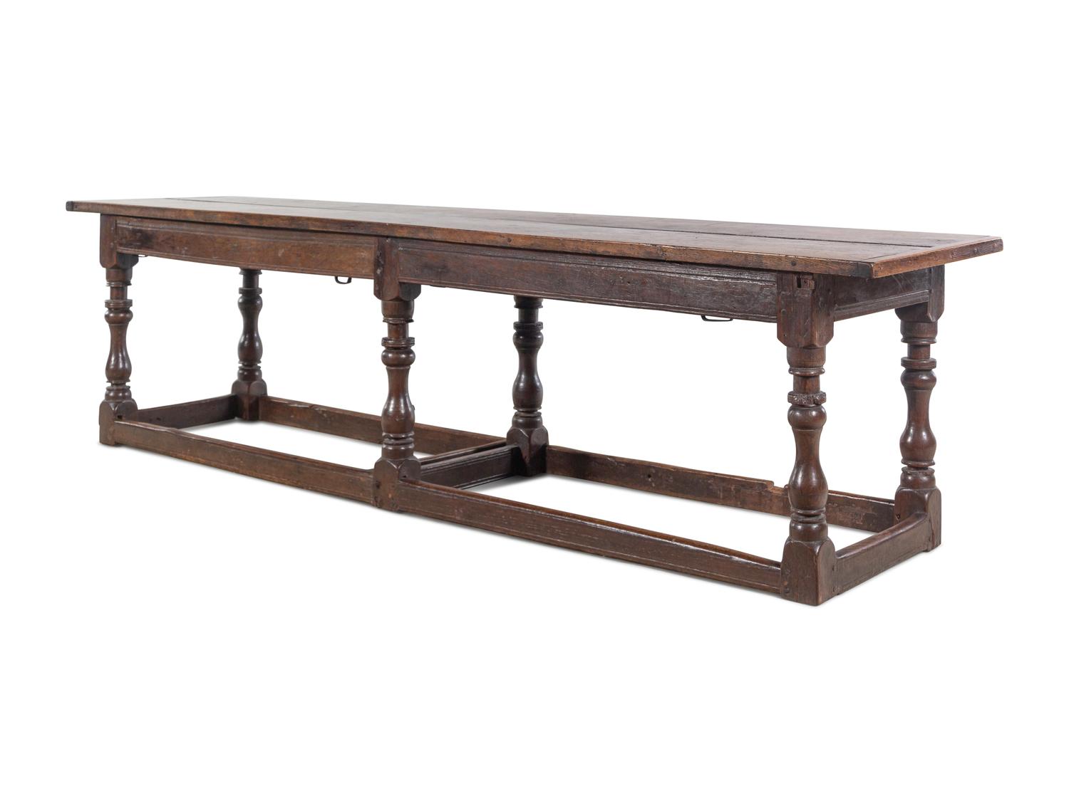 An English Baroque Oak Refectory Table