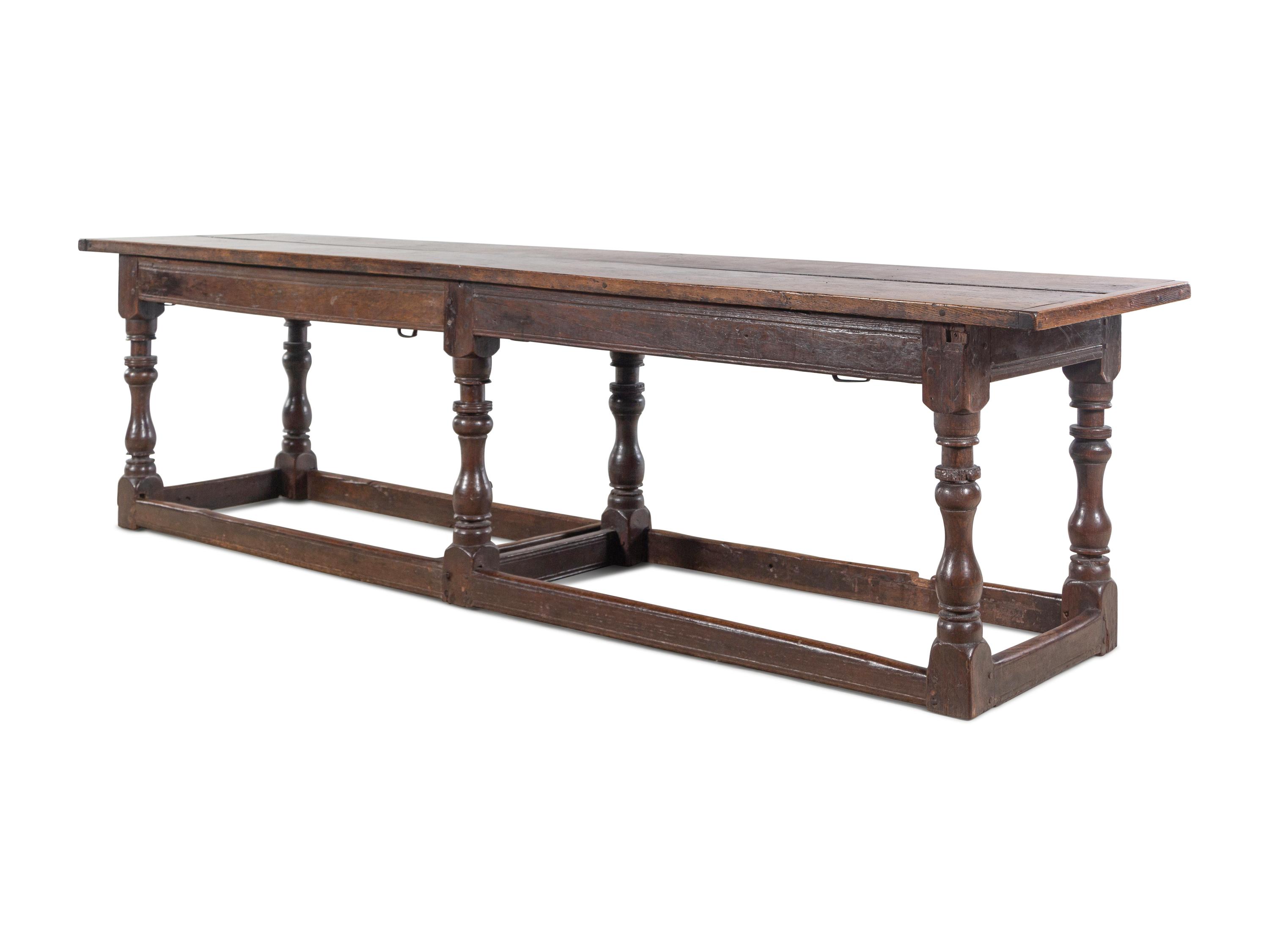 An English Baroque Oak Refectory Table