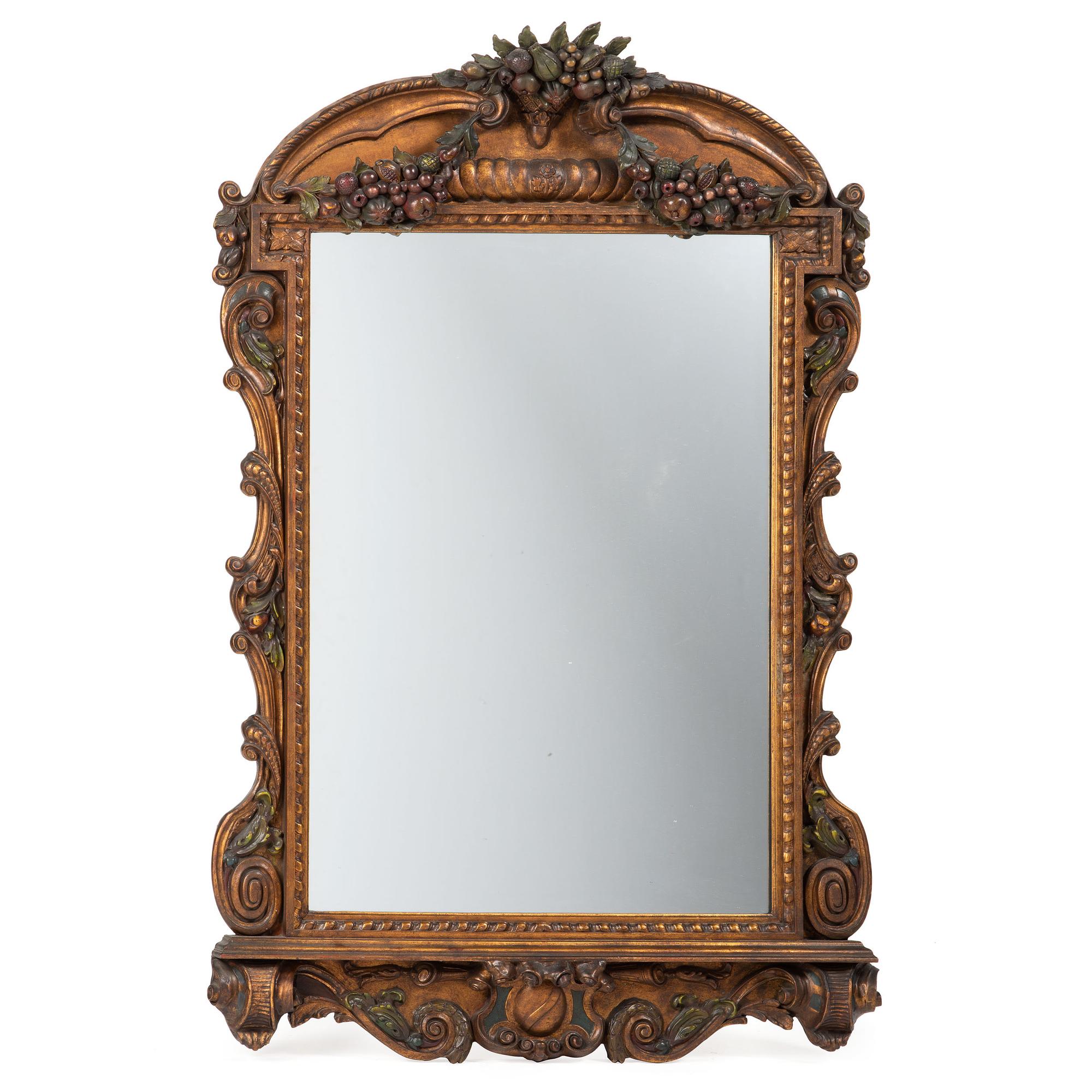 An Italian Carved and Painted Marble-Top Pier Table and Pier Mirror