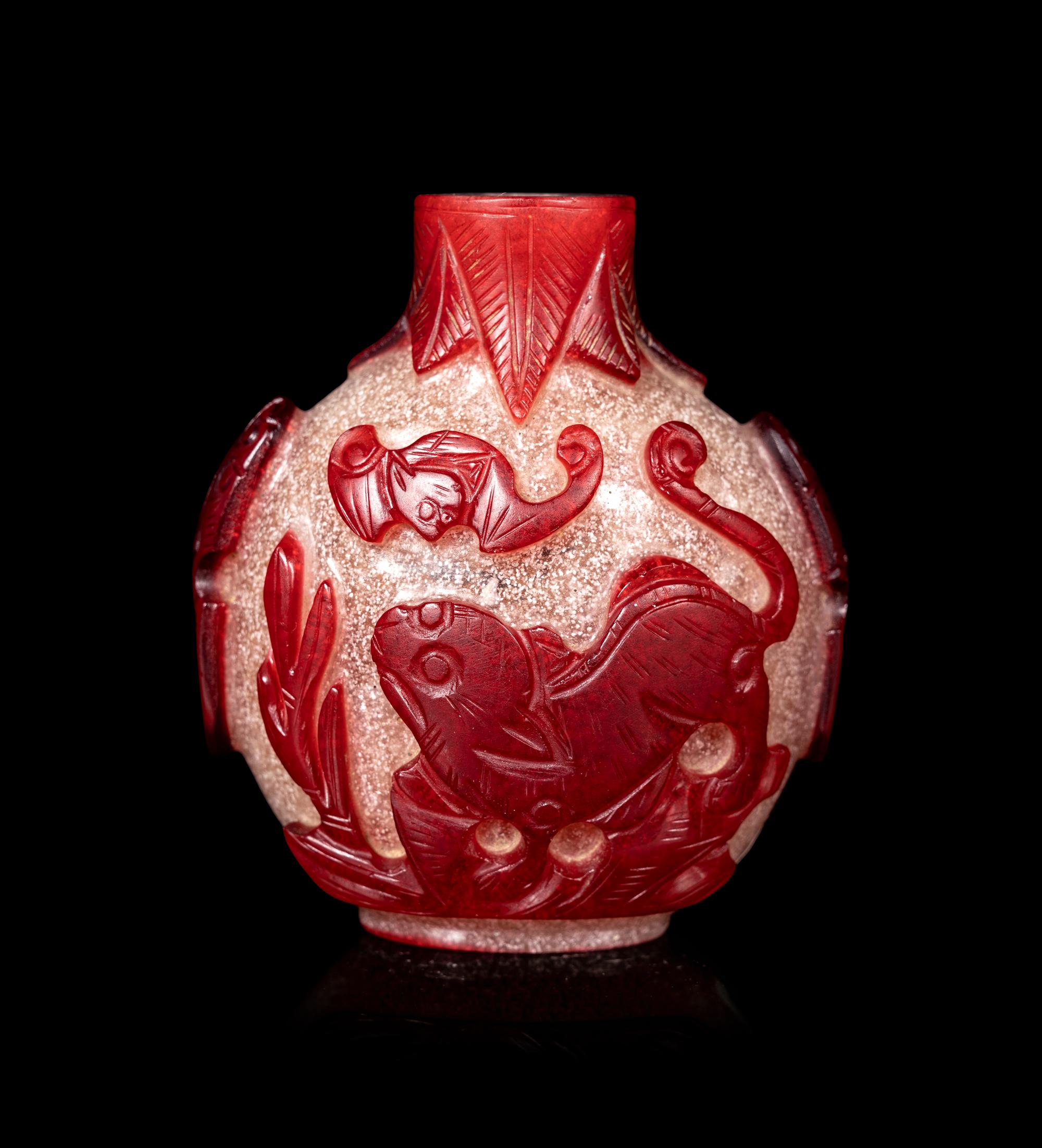 Four Chinese Peking Glass Snuff Bottles