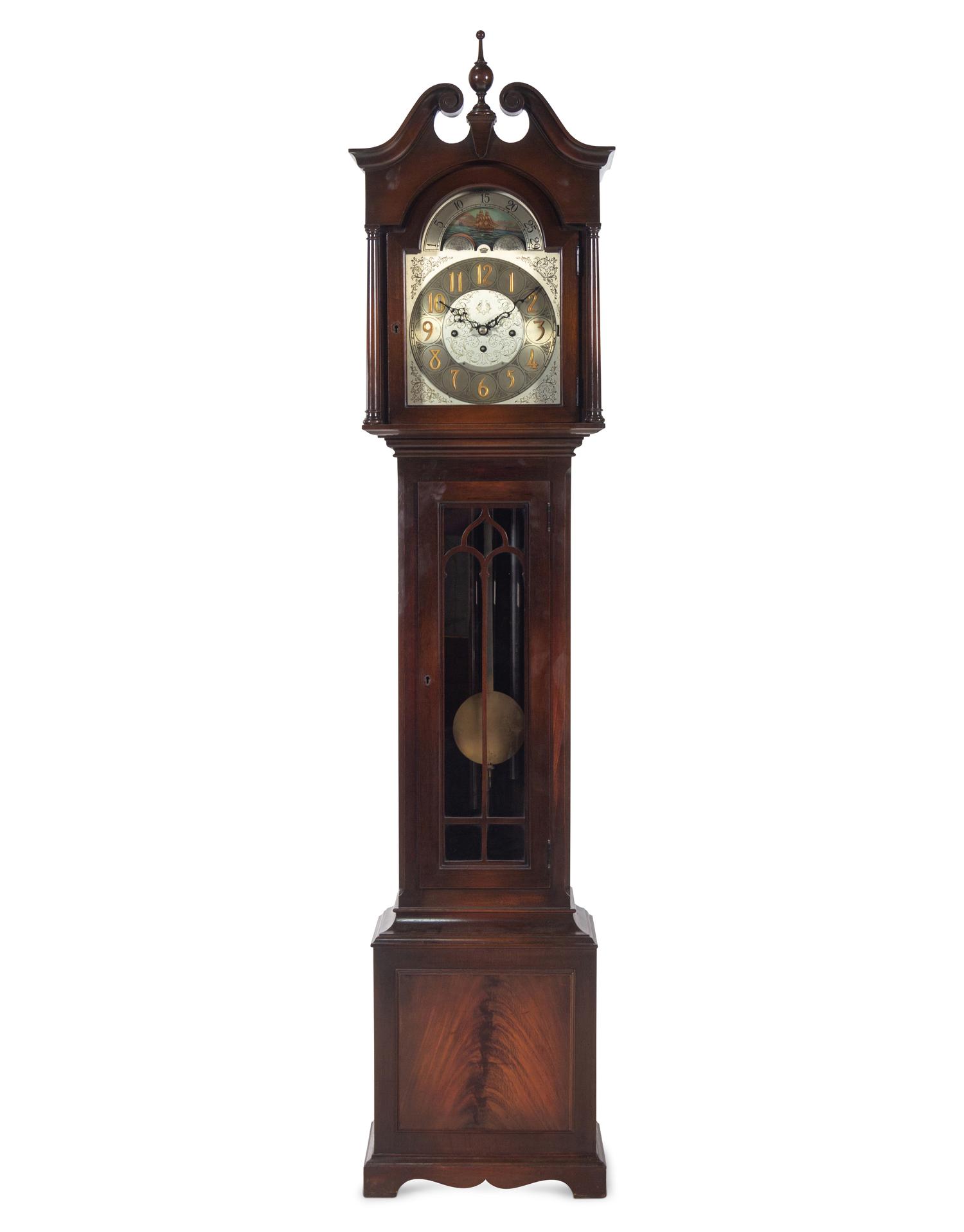 A Chippendale Style Mahogany Five-Tube Tall Case Clock