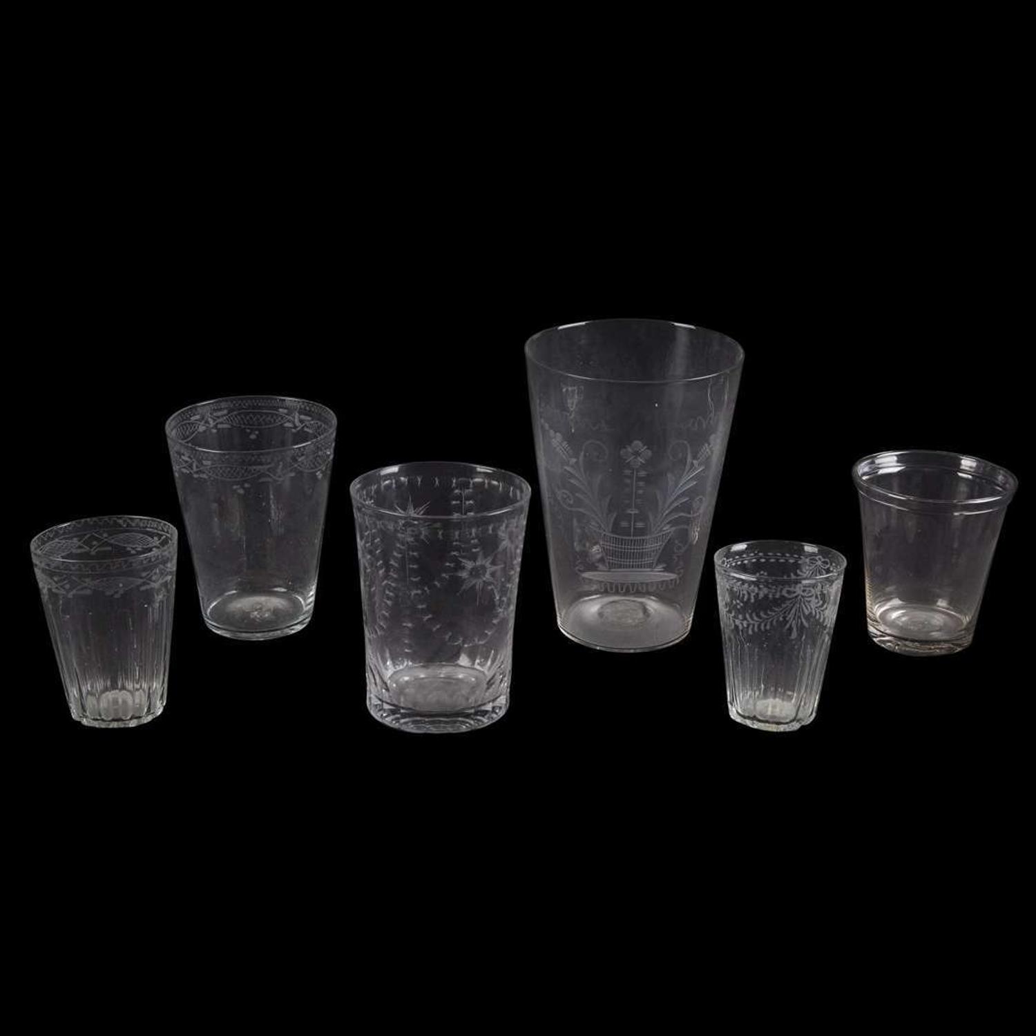 Group of seventeen glass tablewares Most English, 18th/early 19th century