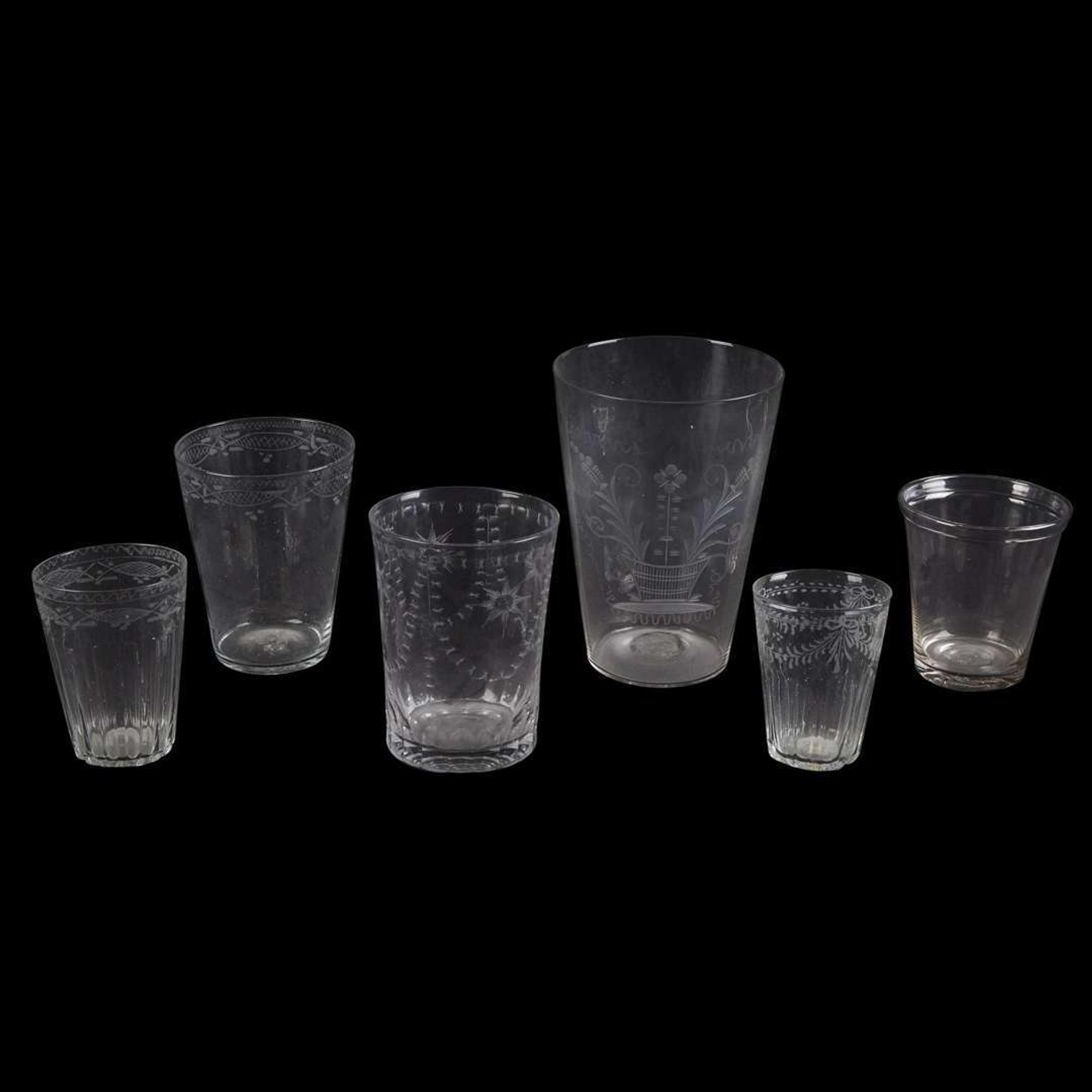 Group of seventeen glass tablewares Most English, 18th/early 19th century