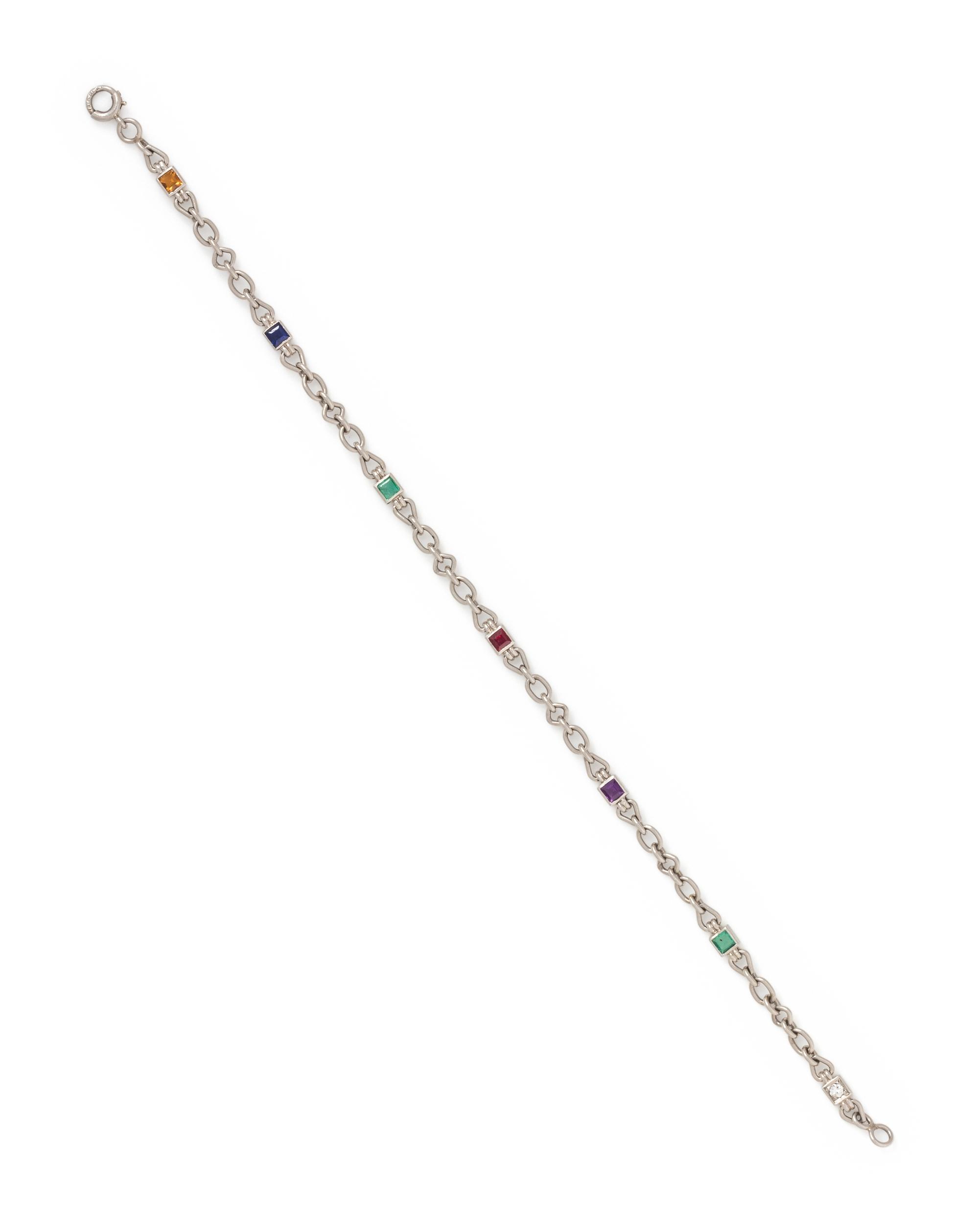 PLATINUM, DIAMOND AND MULTIGEM 'DEAREST' BRACELET