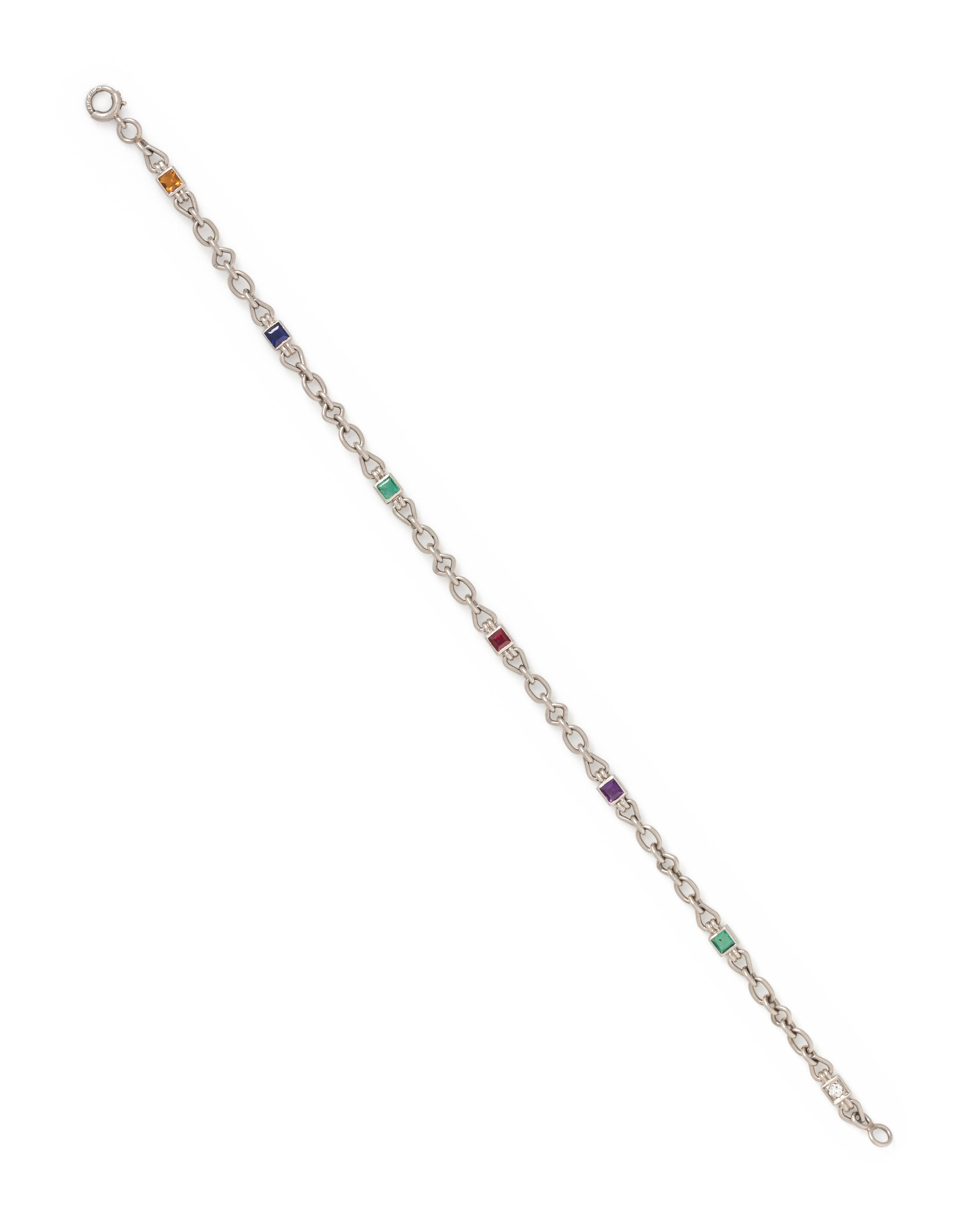 PLATINUM, DIAMOND AND MULTIGEM 'DEAREST' BRACELET
