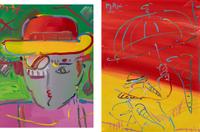 Zero Series, Version II, #4, 1990 and Man with Umbrella, 1988 (two works)