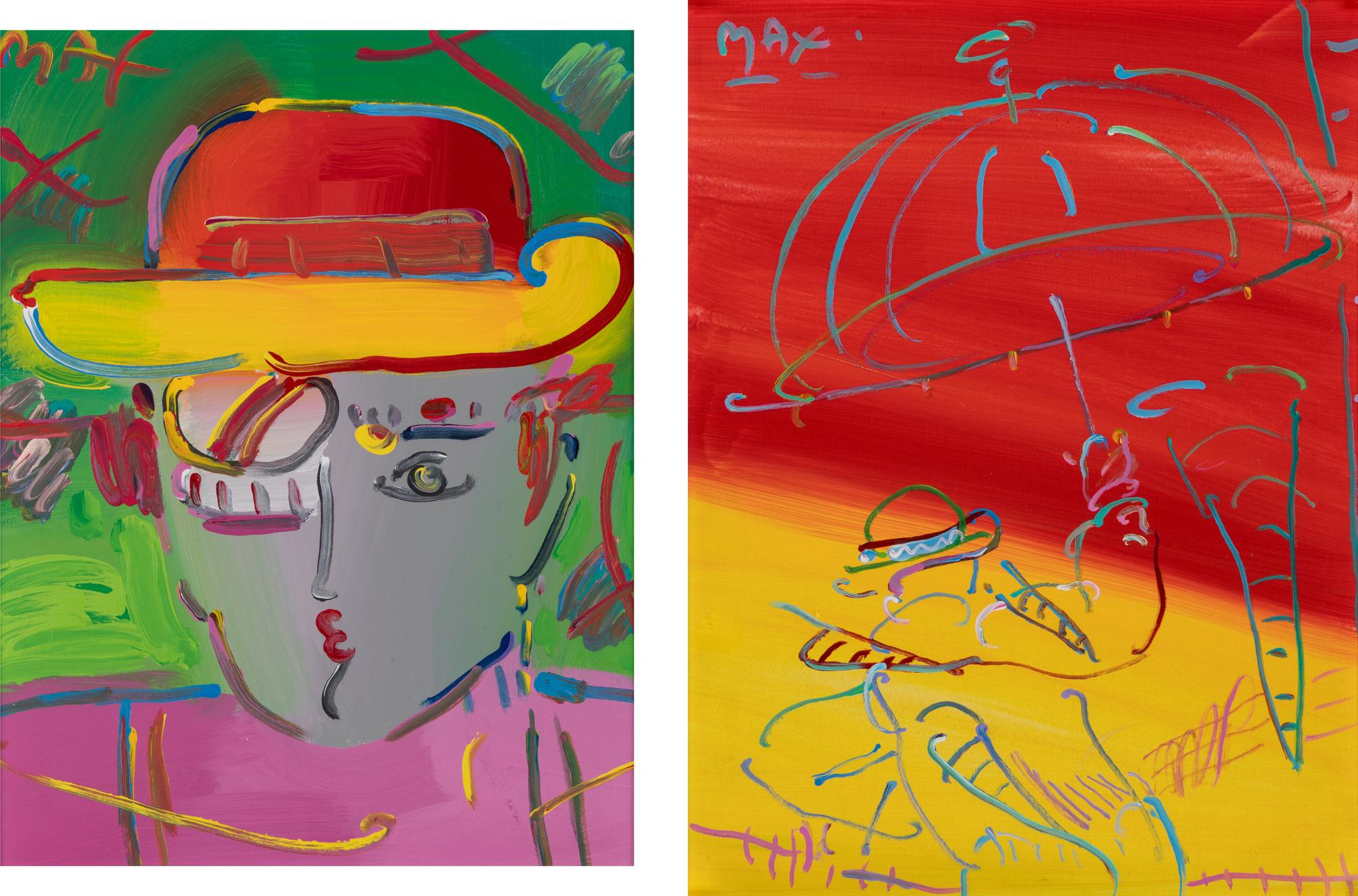 Zero Series, Version II, #4, 1990 and Man with Umbrella, 1988 (two works)