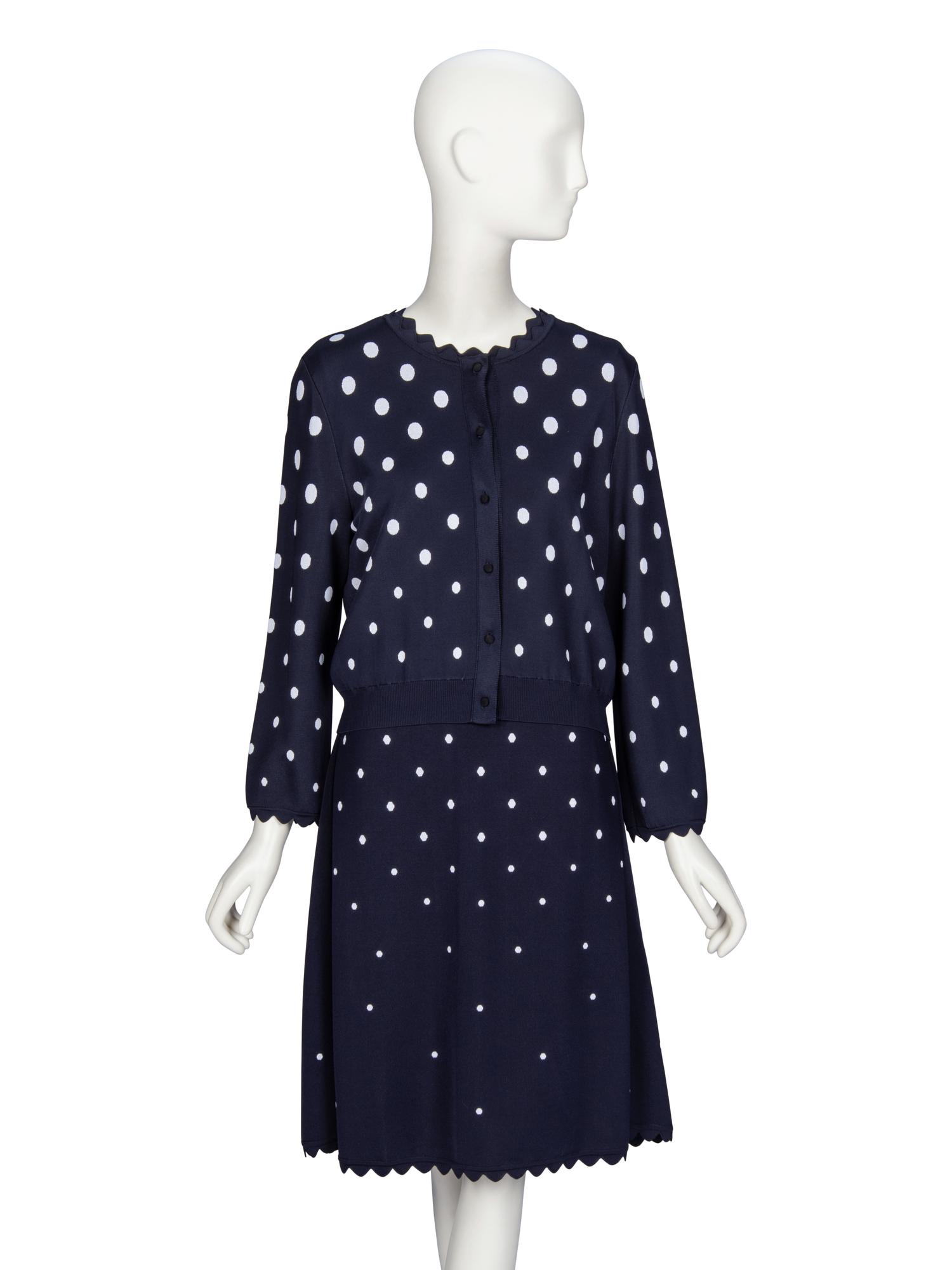 Oscar de la Renta, Polka Dot Dress & Cardigan Ensemble