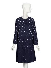Oscar de la Renta, Polka Dot Dress & Cardigan Ensemble